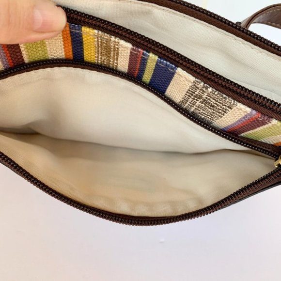 Relic/Fossil Small Striped Canvas Crossbody Bag w/Adjustable Strap in Fa… - Picture 7 of 10